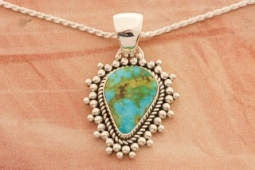 Artie Yellowhorse Genuine Sonoran Gold Turquoise Sterling Silver Pendant